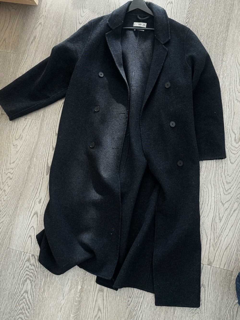 Mango Women’s Black Overcoat (Size L, oversized fit for M/S)